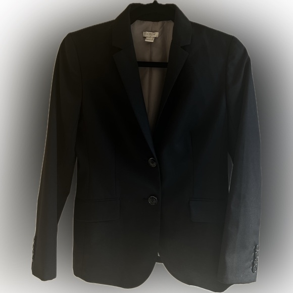 J. Crew Suit Wool blend sleek Size 4 Petite Black Blazer - Picture 4 of 8